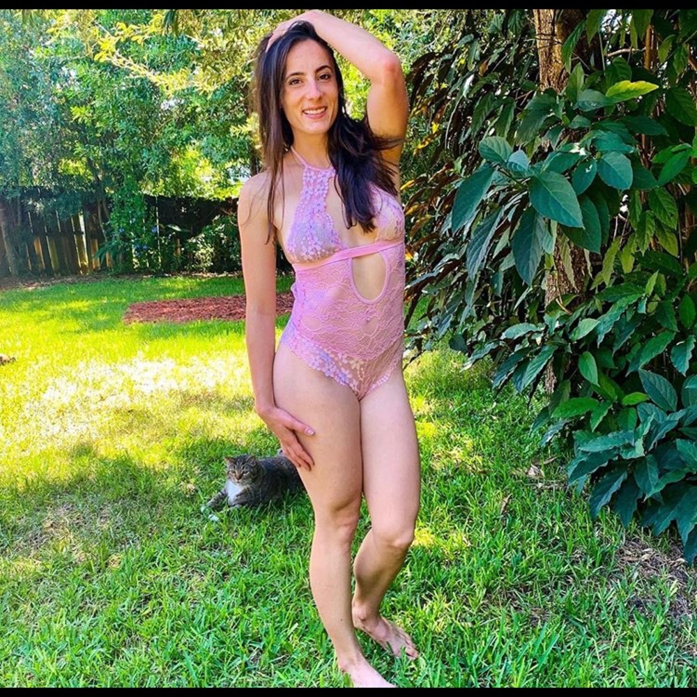 Pink lace teddy